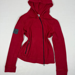 Red cotton tight fit zip up hoodie (M/L)