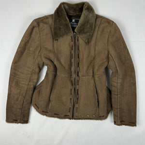 Brown inside fleece suede zip up coat (XL)