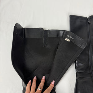 Black pvc leather heels knee high boots (38)