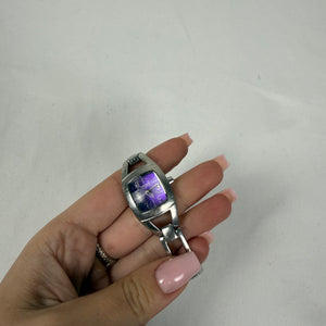 Vintage silver & purple bracelet watch jewelry