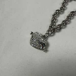 Silver rhinestones heart charms strass chain bracelet