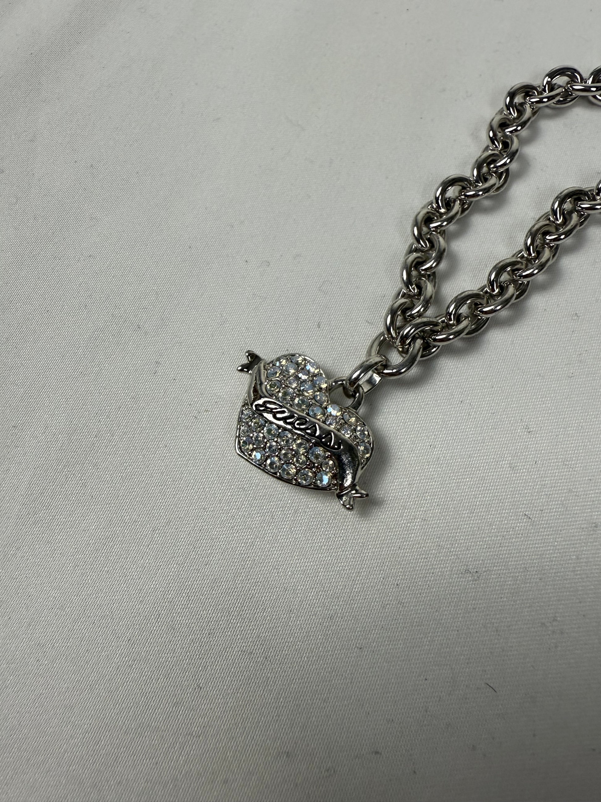 Silver rhinestones heart charms strass chain bracelet