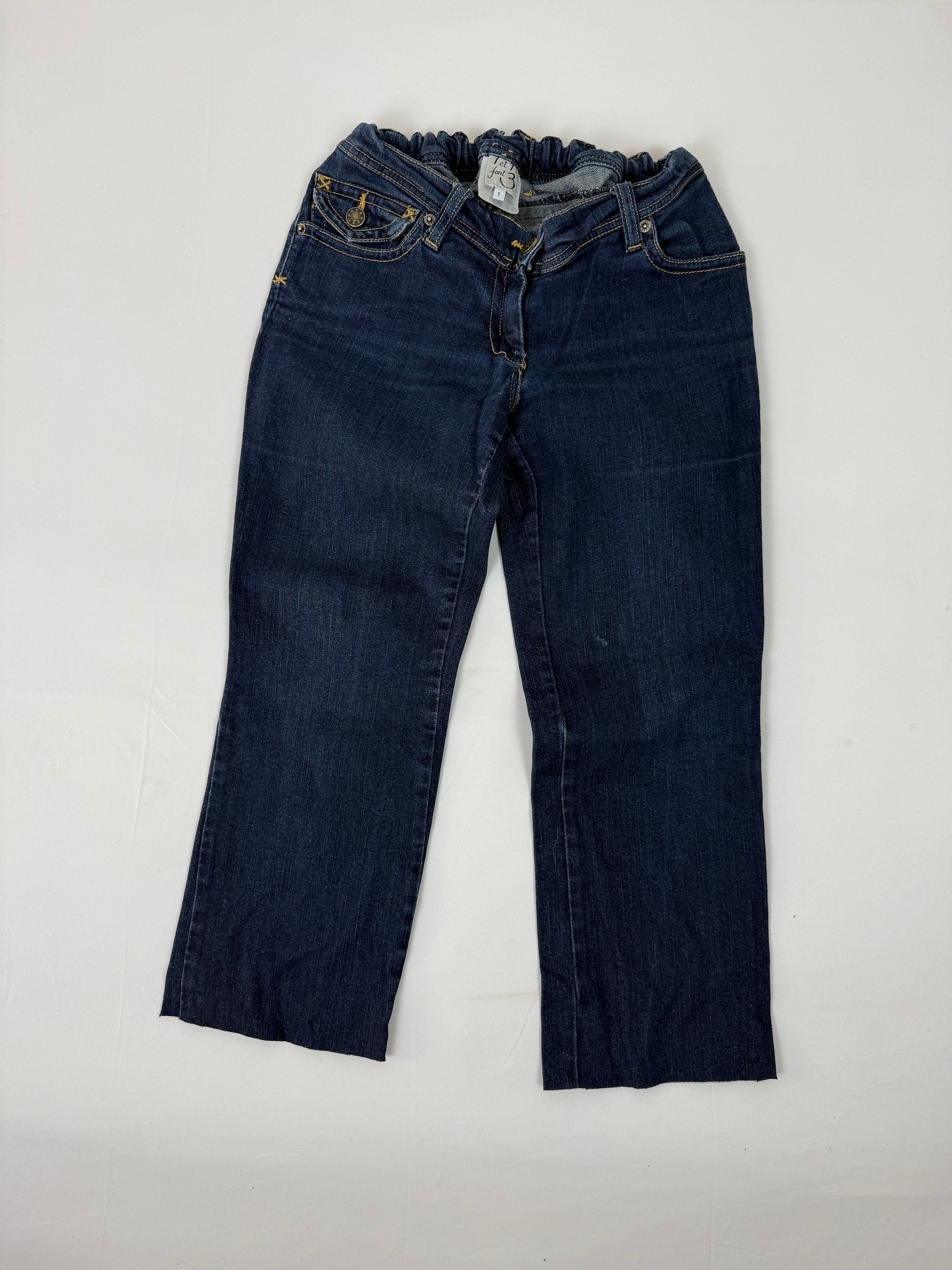 Navy denim ultra low rise capri pants (S)