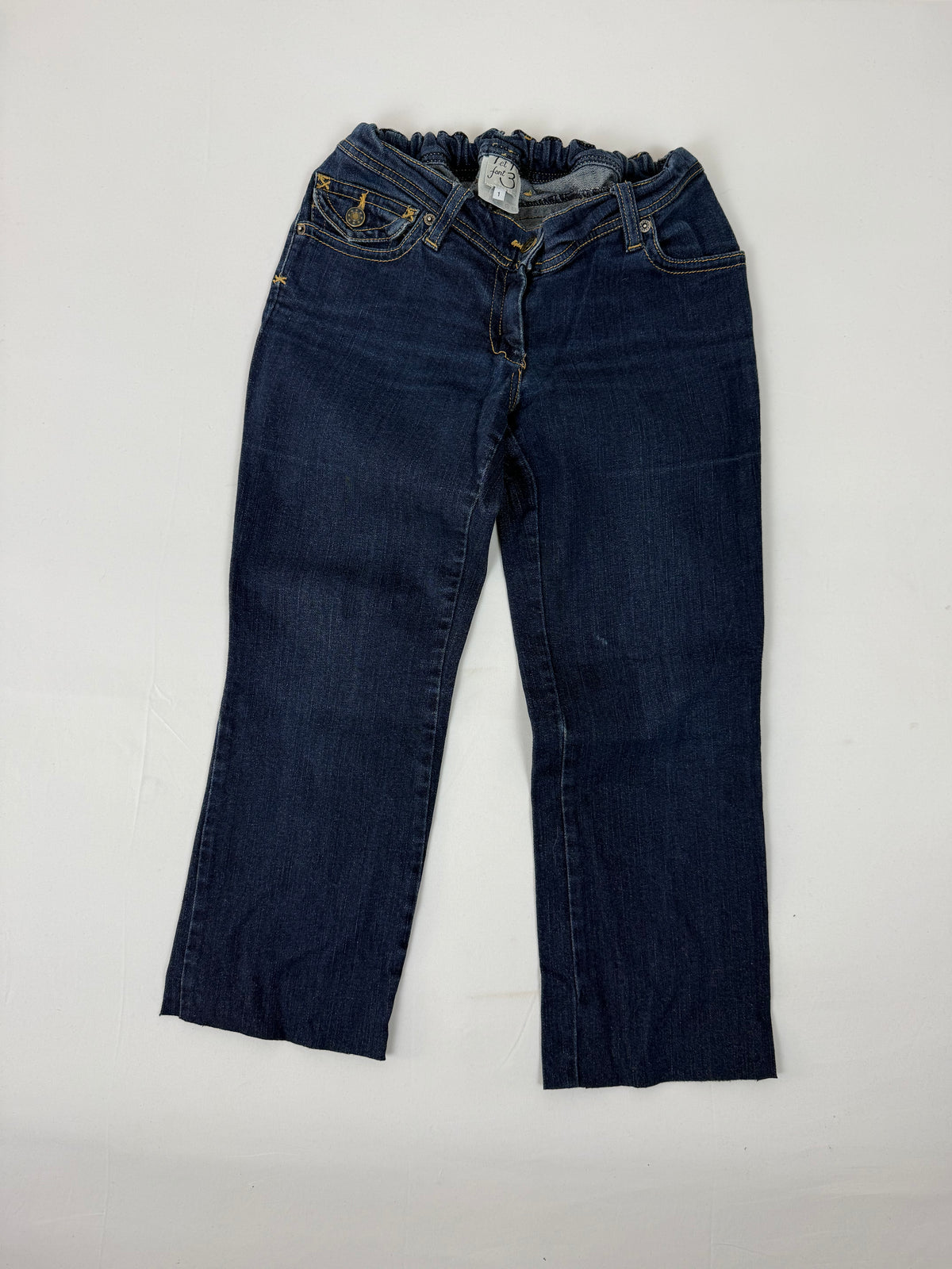 Navy denim ultra low rise capri pants (S)
