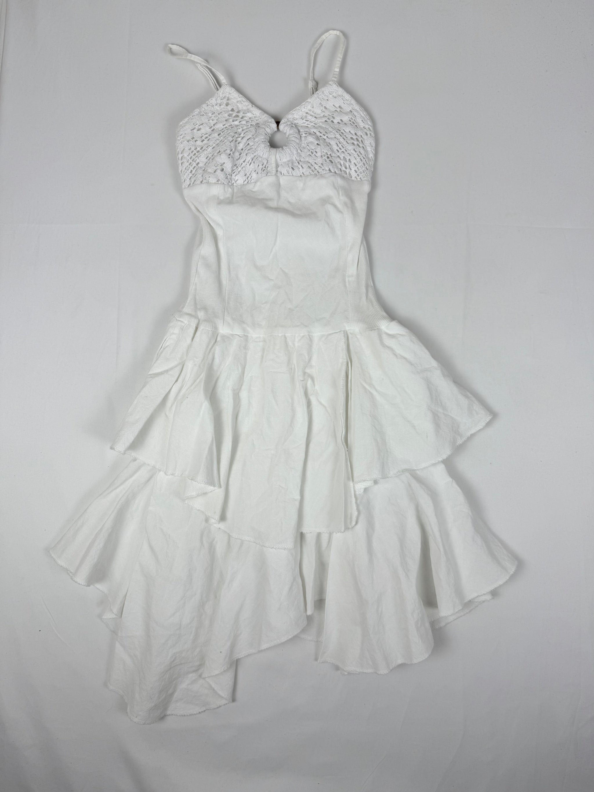White 100% cotton pleated dress (XS)