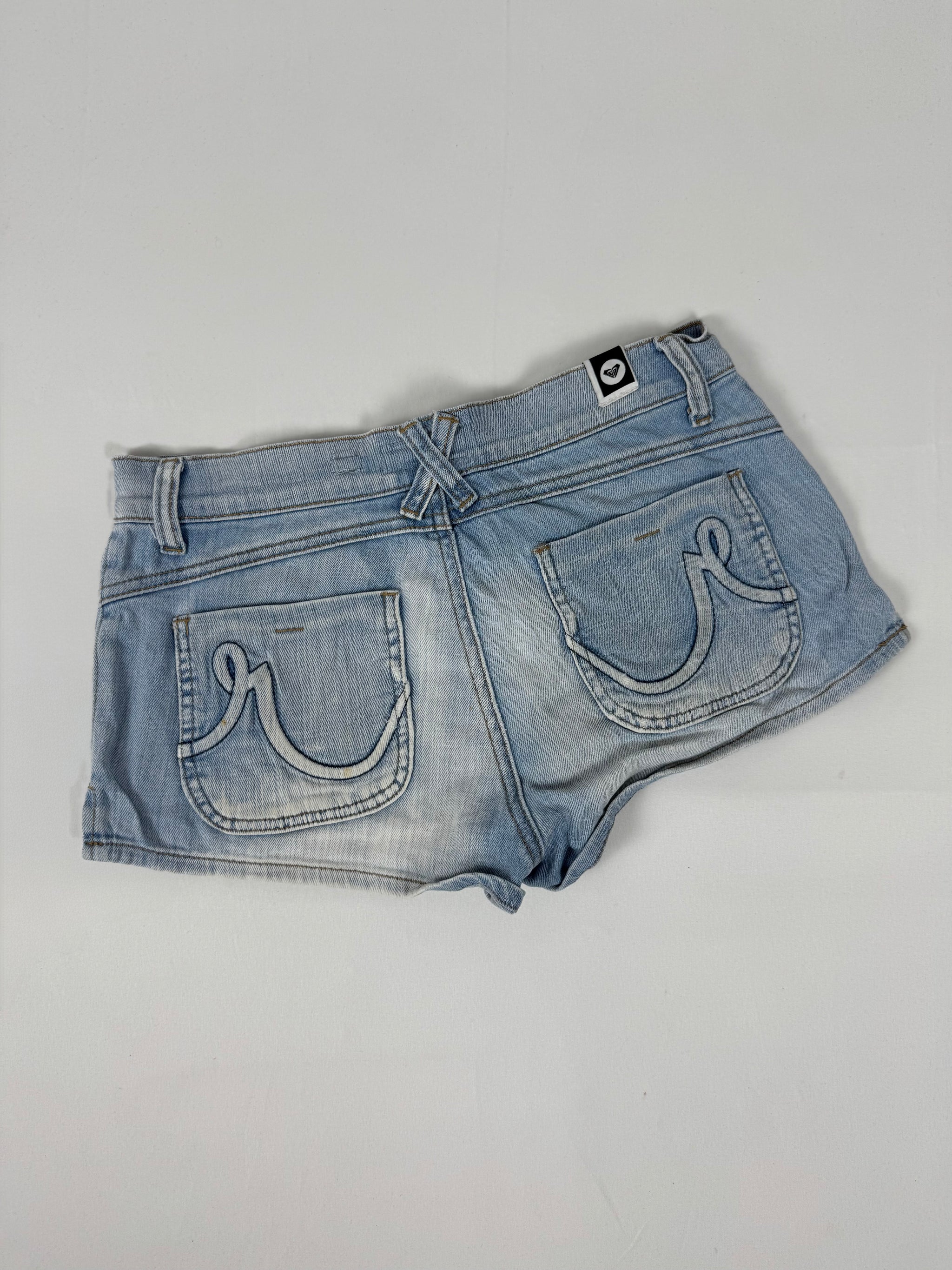 Blue denim low rise mini short (S)