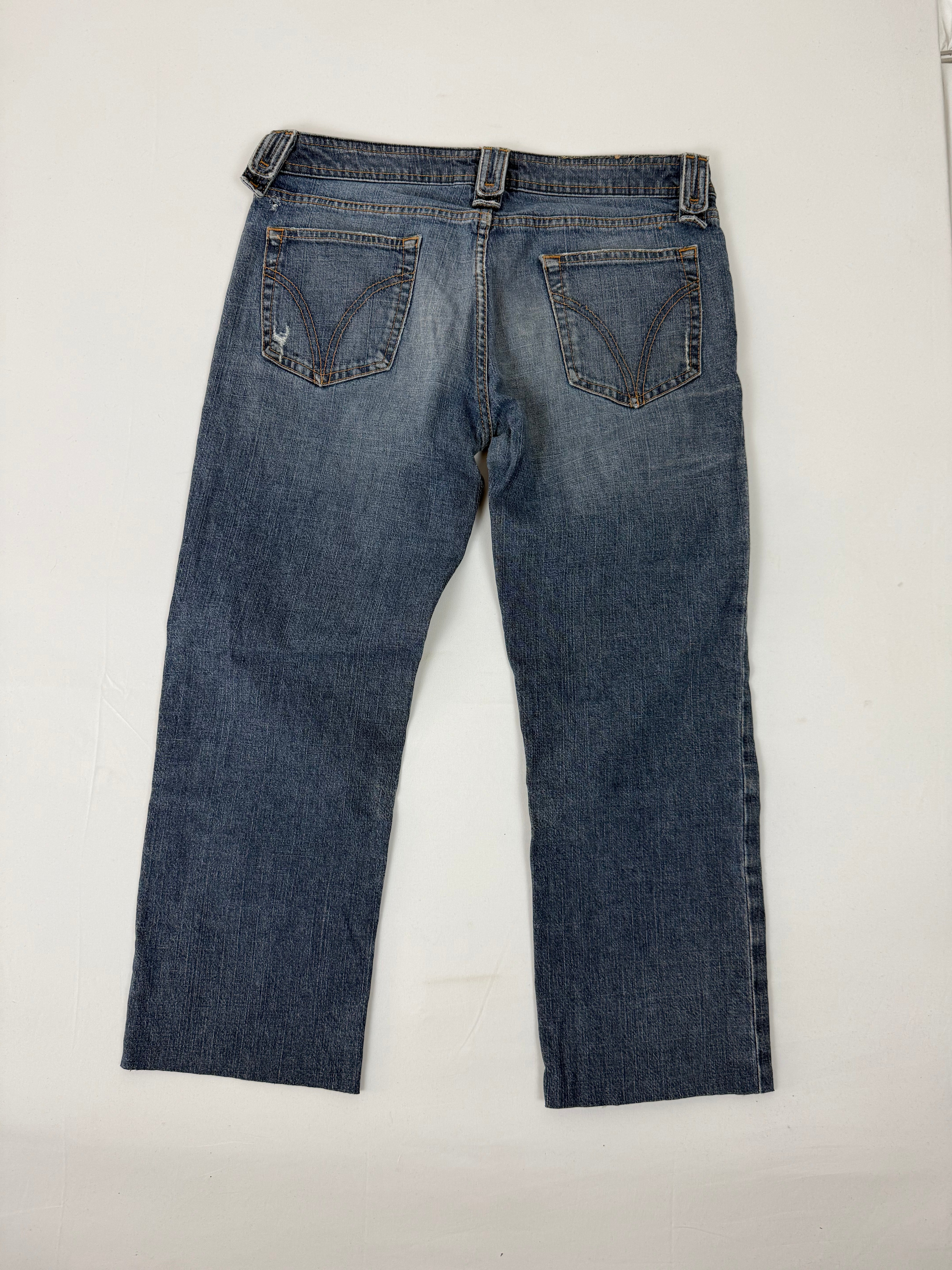 Blue denim low rise capri pants (S)