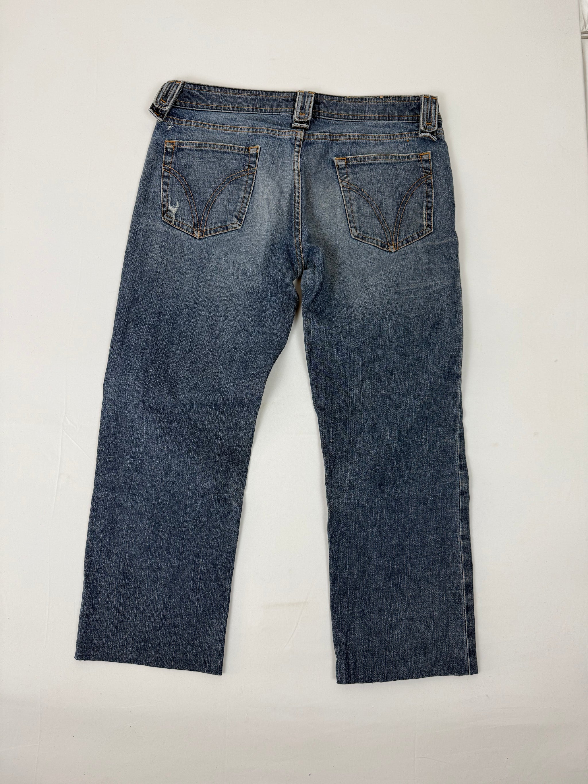 Blue denim low rise capri pants (S)