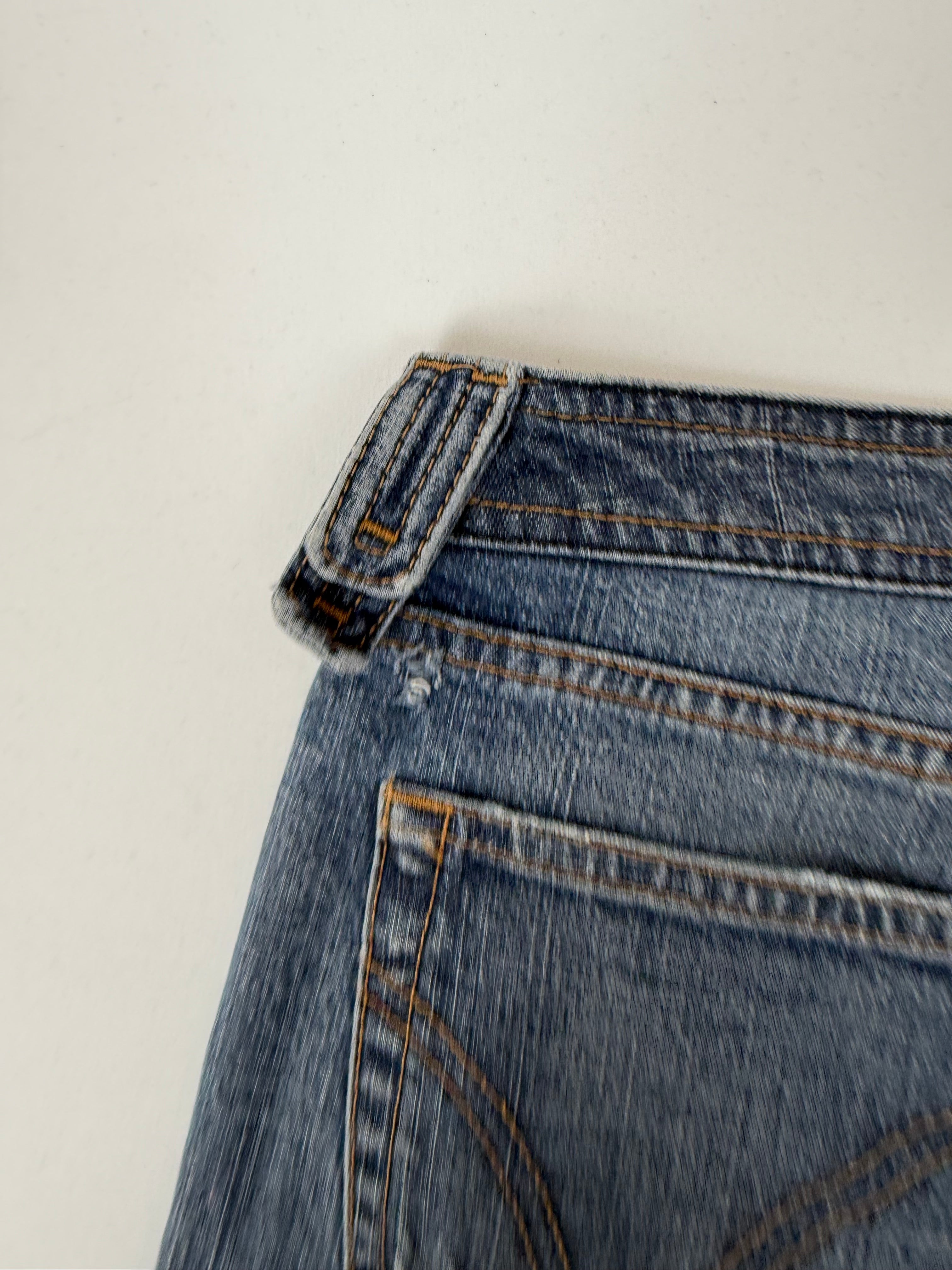 Blue denim low rise capri pants (S)