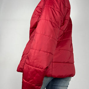 Red zip up puffer biker jacket (M/L)