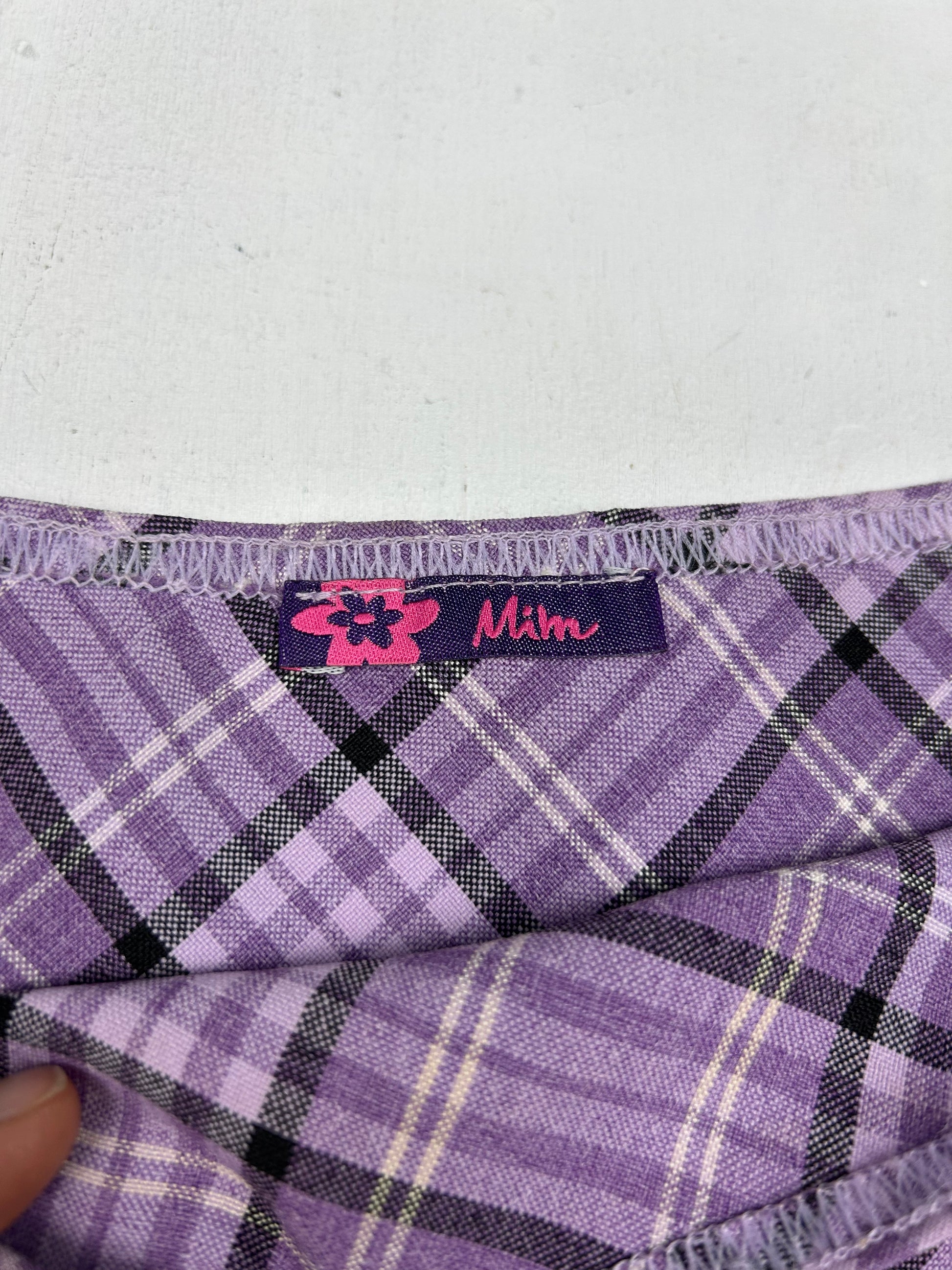 Lilac check mini skirt (S)