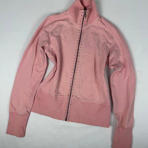 Pink cotton zip up logo sweatshirt (L)