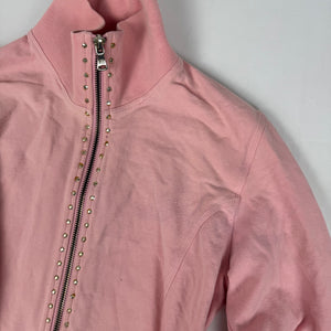 Pink cotton zip up logo sweatshirt (L)