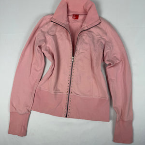 Pink cotton zip up logo sweatshirt (L)