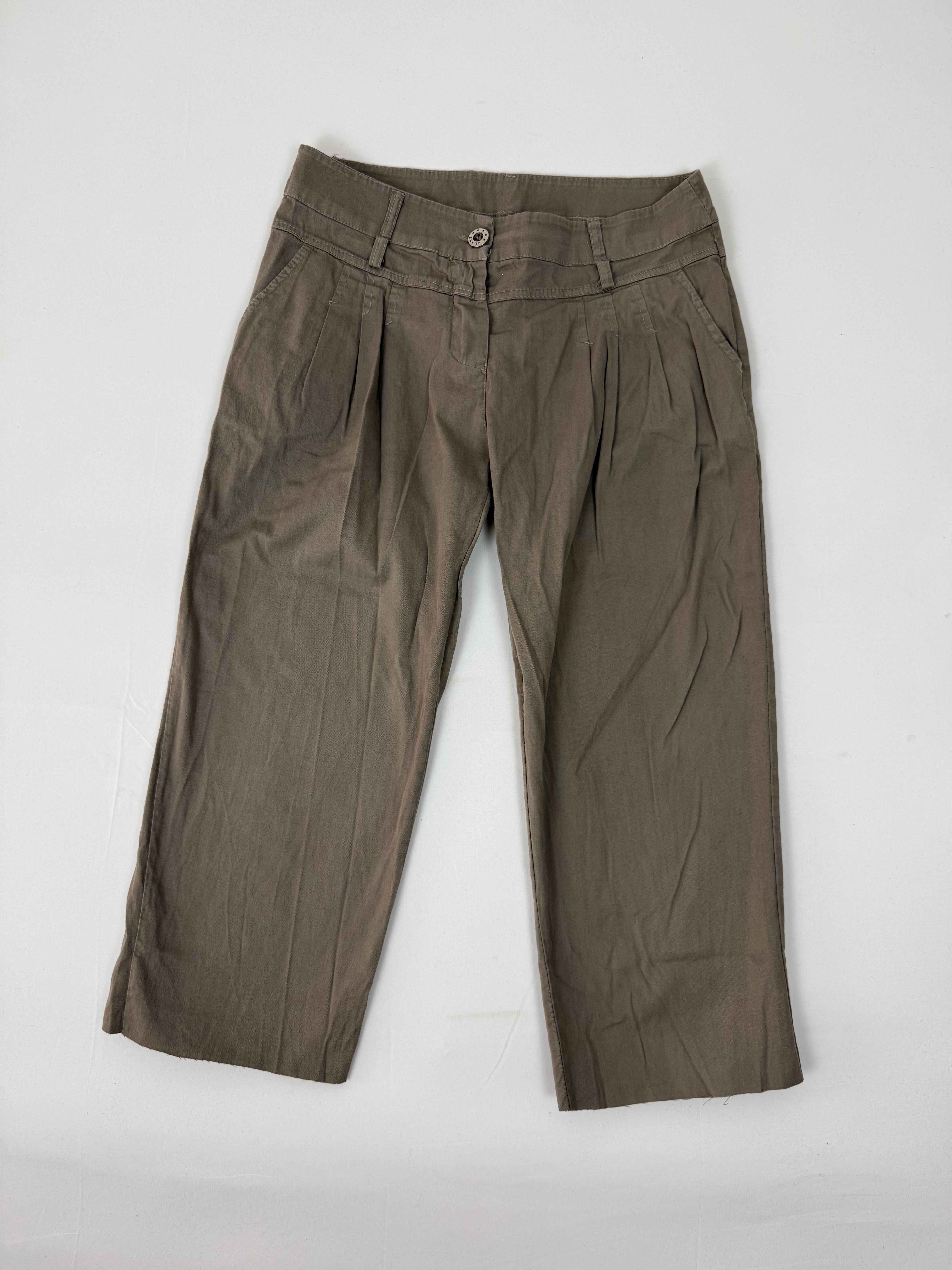 Khaki cotton low waist capri pants (S)