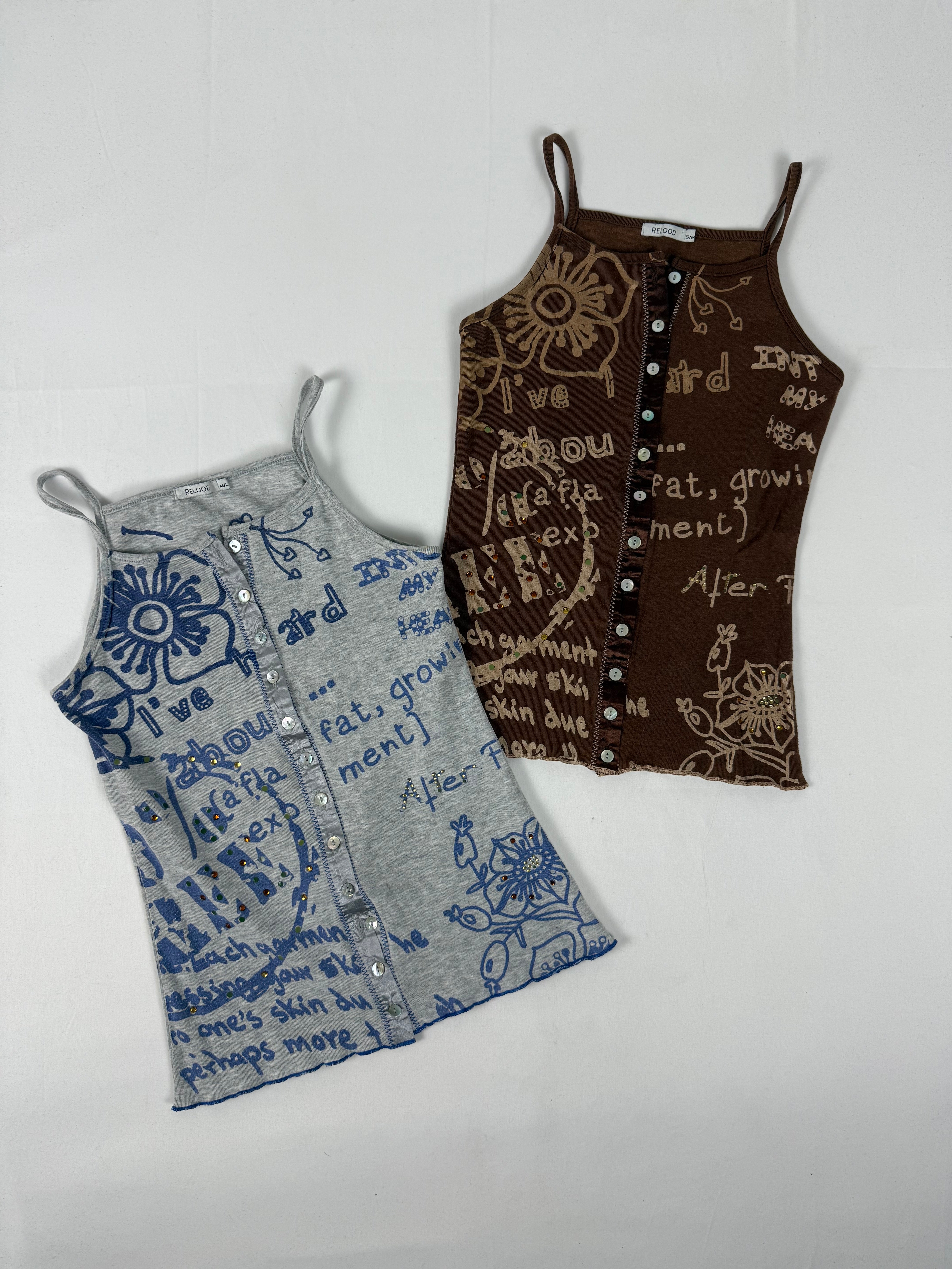 Brown tight fit cotton cami top (S)