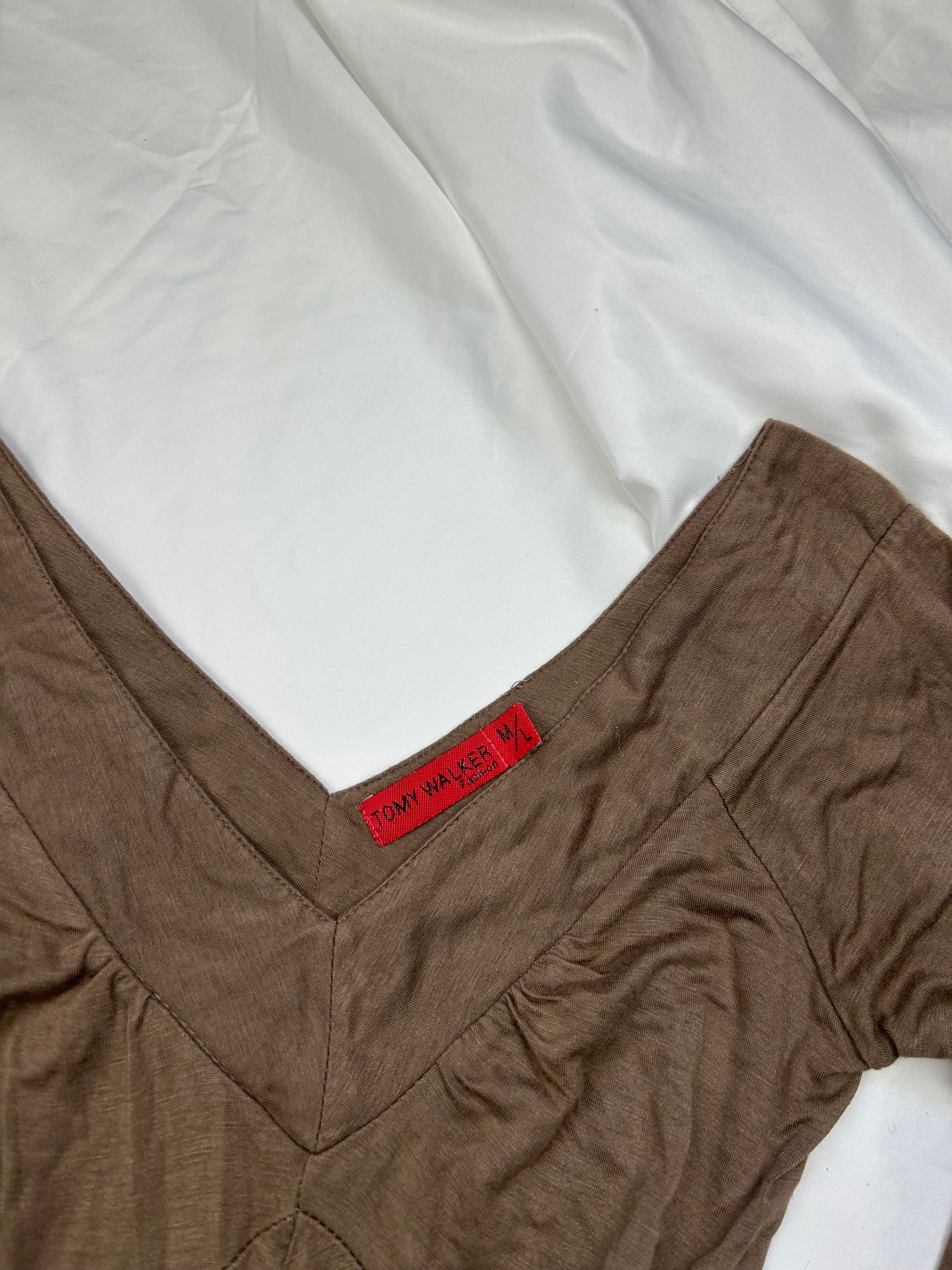 Brown asymmetric stretchy  long sleeves top (S/M)