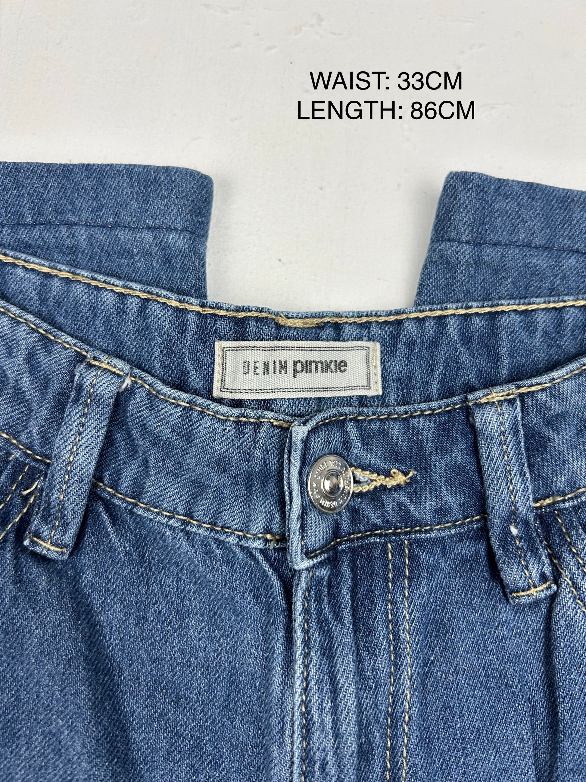 Blue denim low rise cargo baggy pants (S)