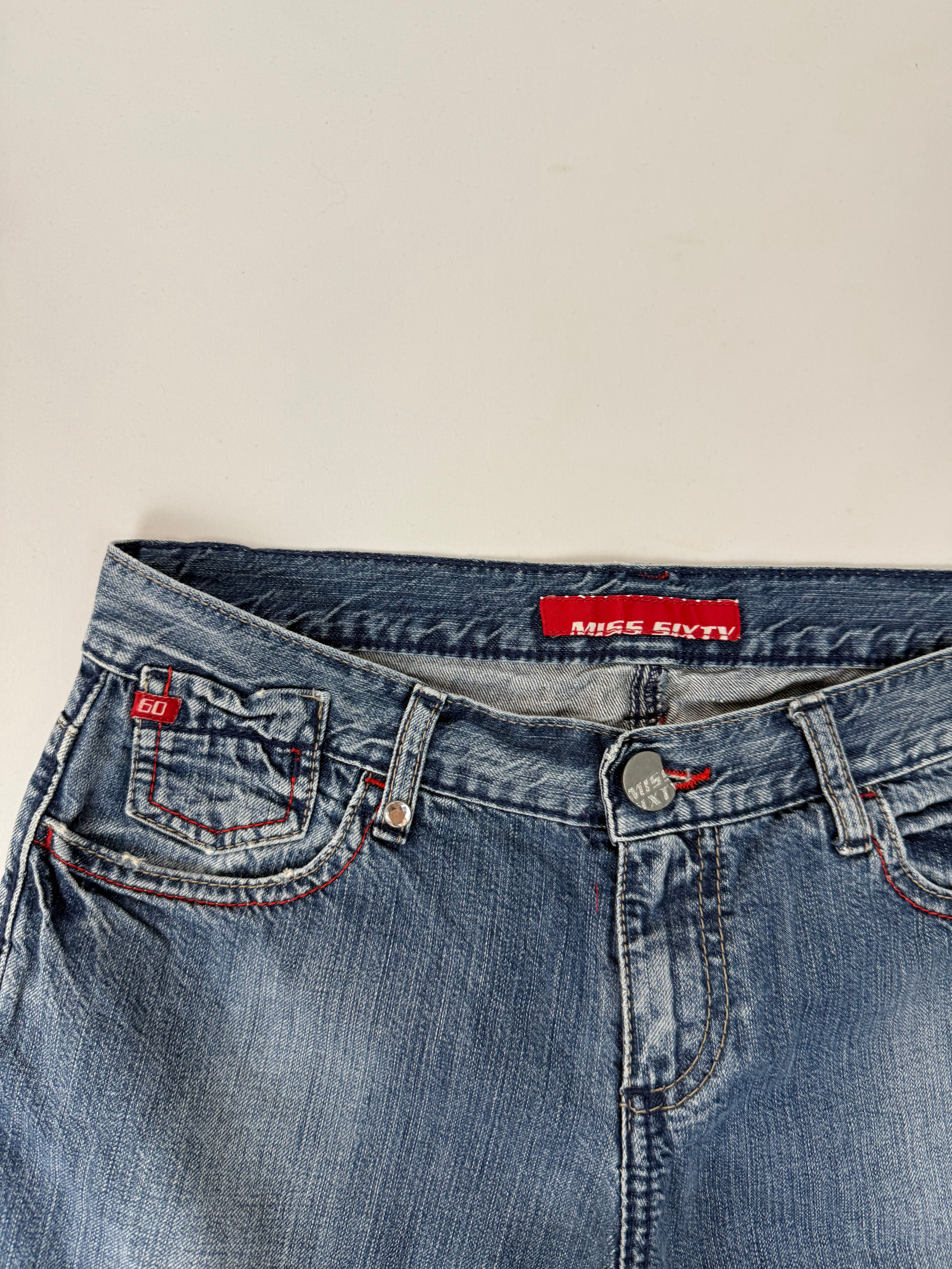 Blue denim low rise mid short (XS)