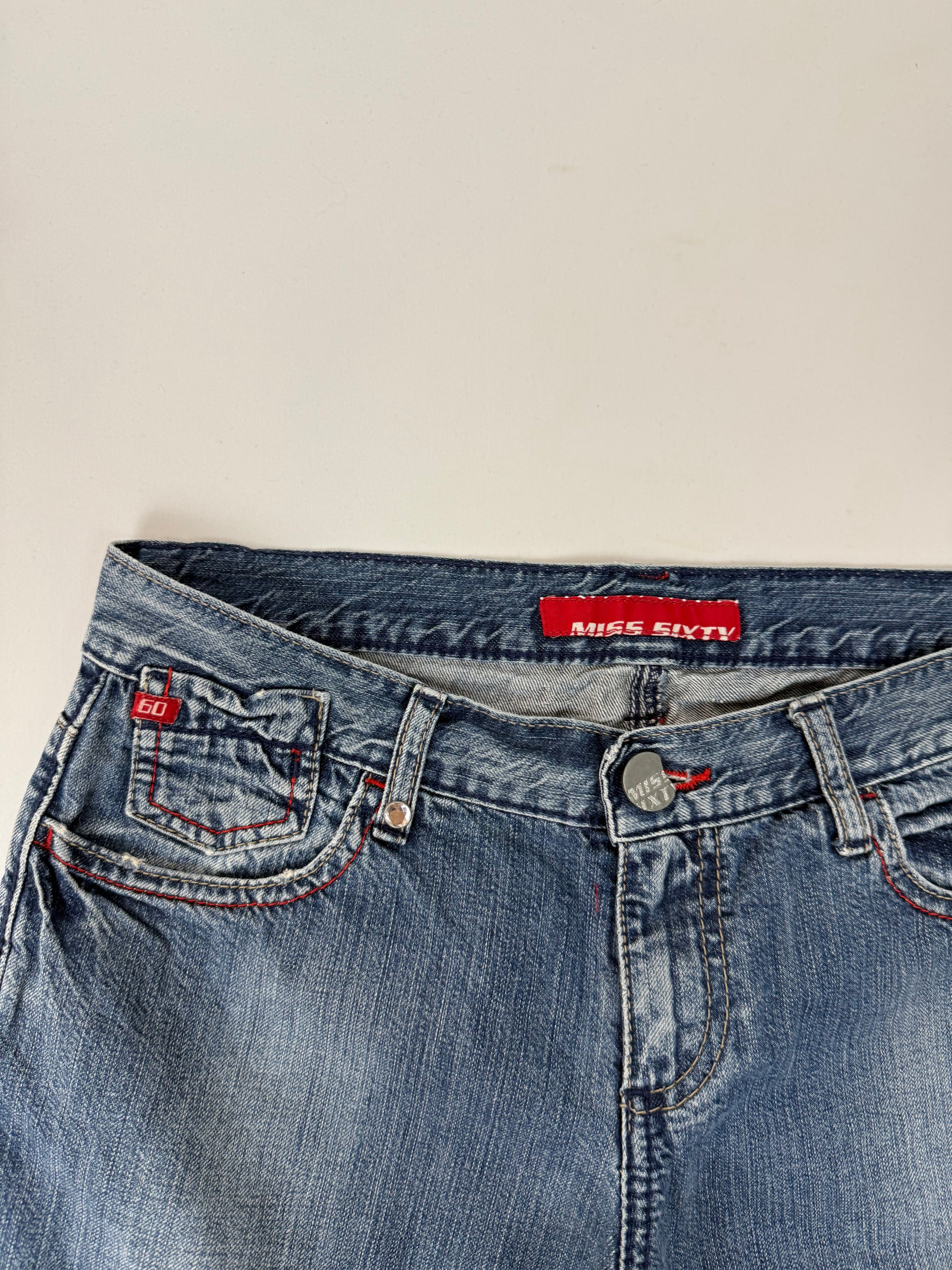 Blue denim low rise mid short (XS)