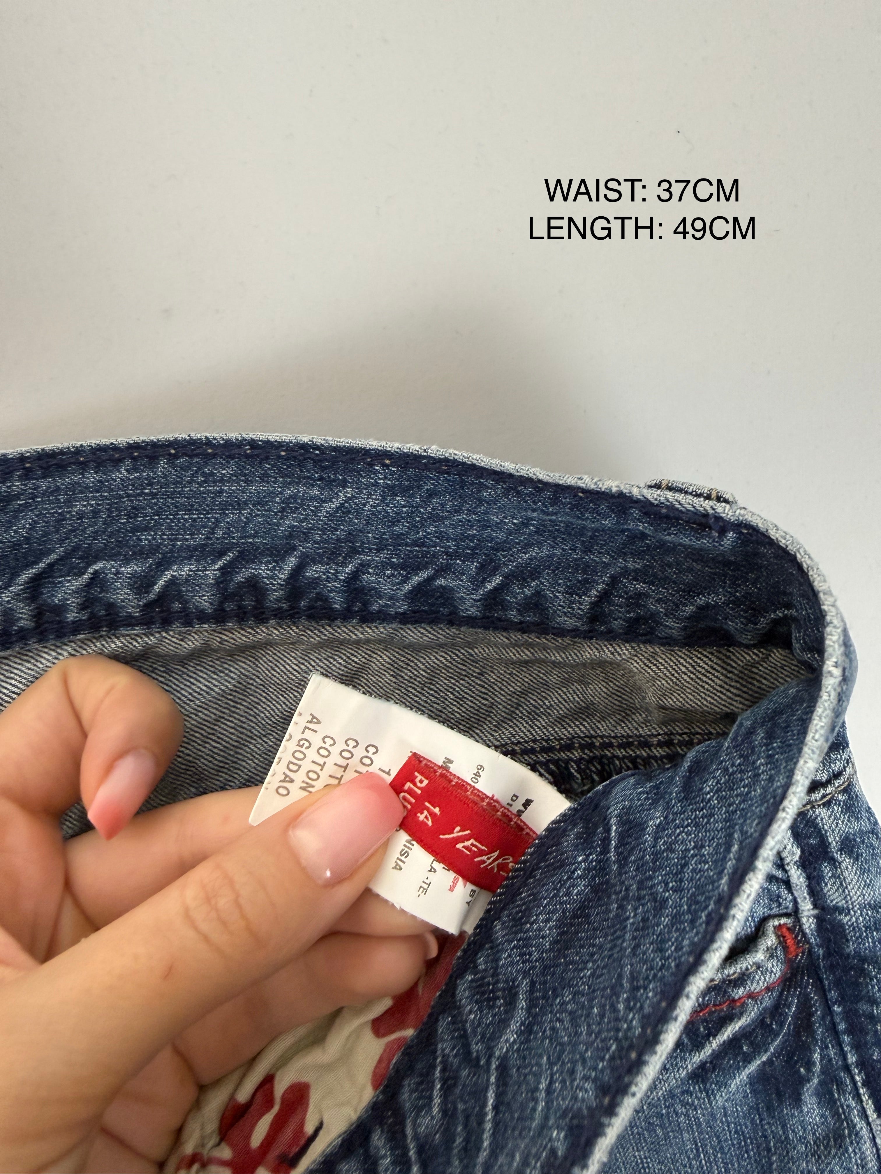 Blue denim low rise mid short (XS)