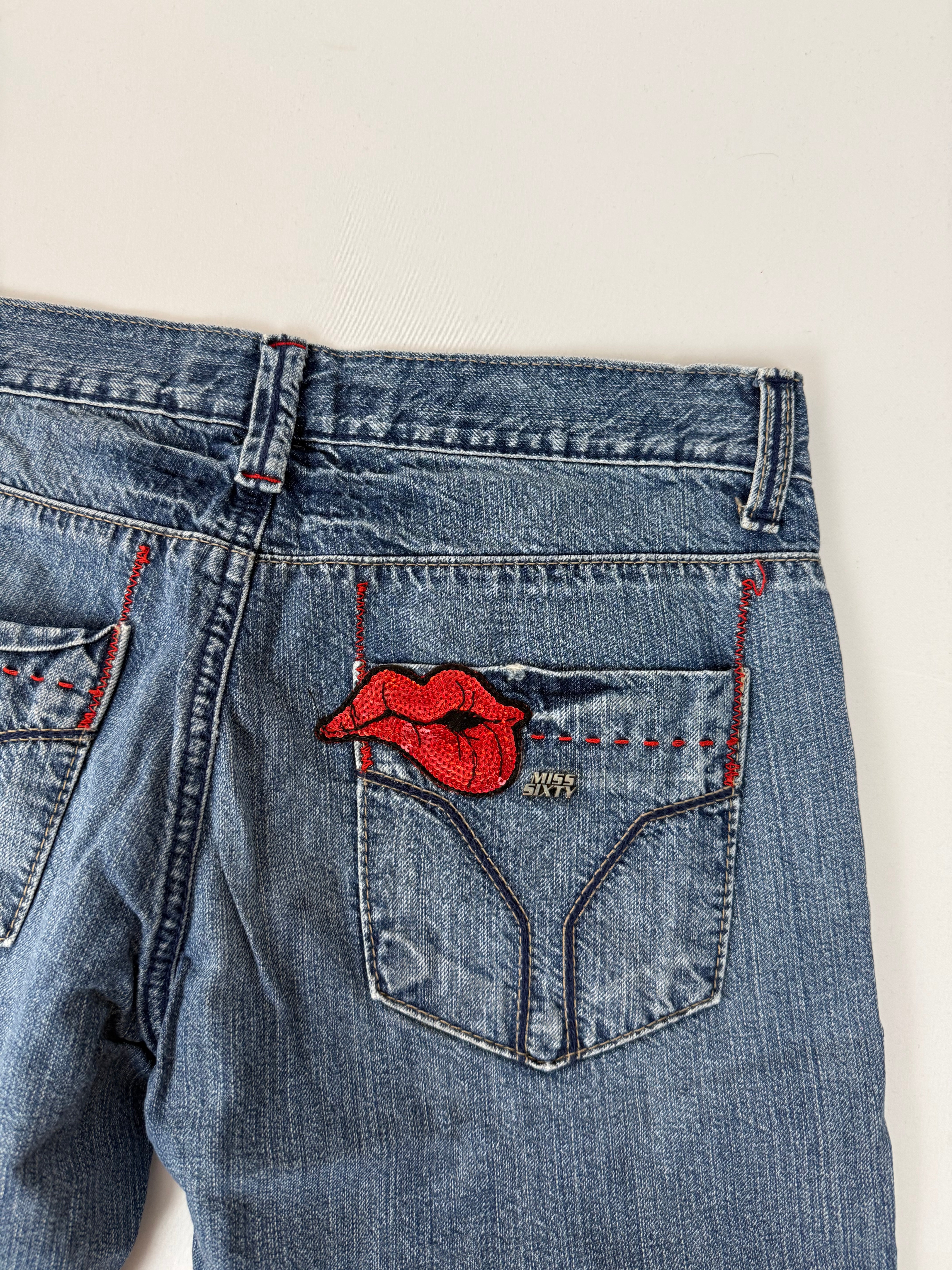 Blue denim low rise mid short (XS)