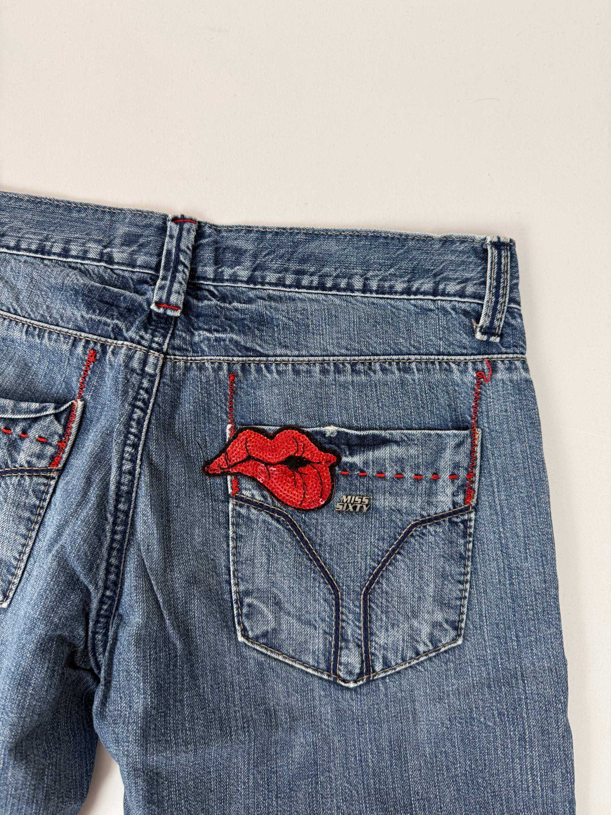 Blue denim low rise mid short (XS)
