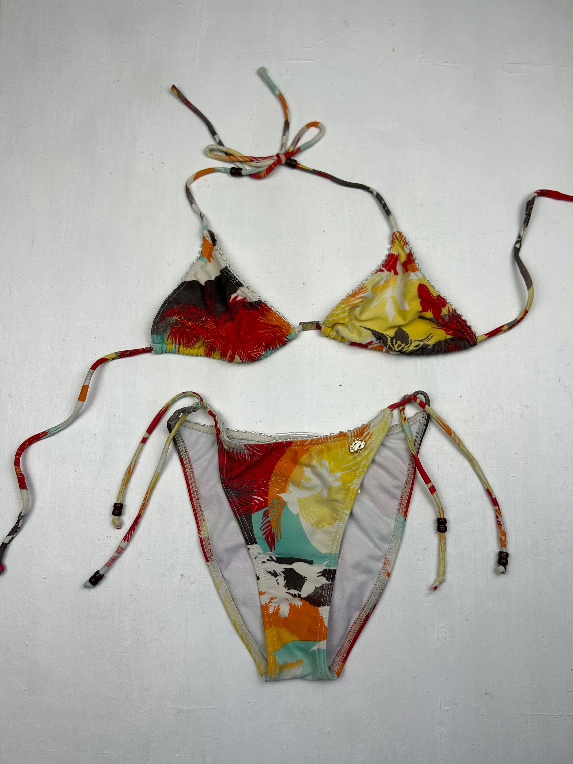 Multicolor graphic bikini set (S)