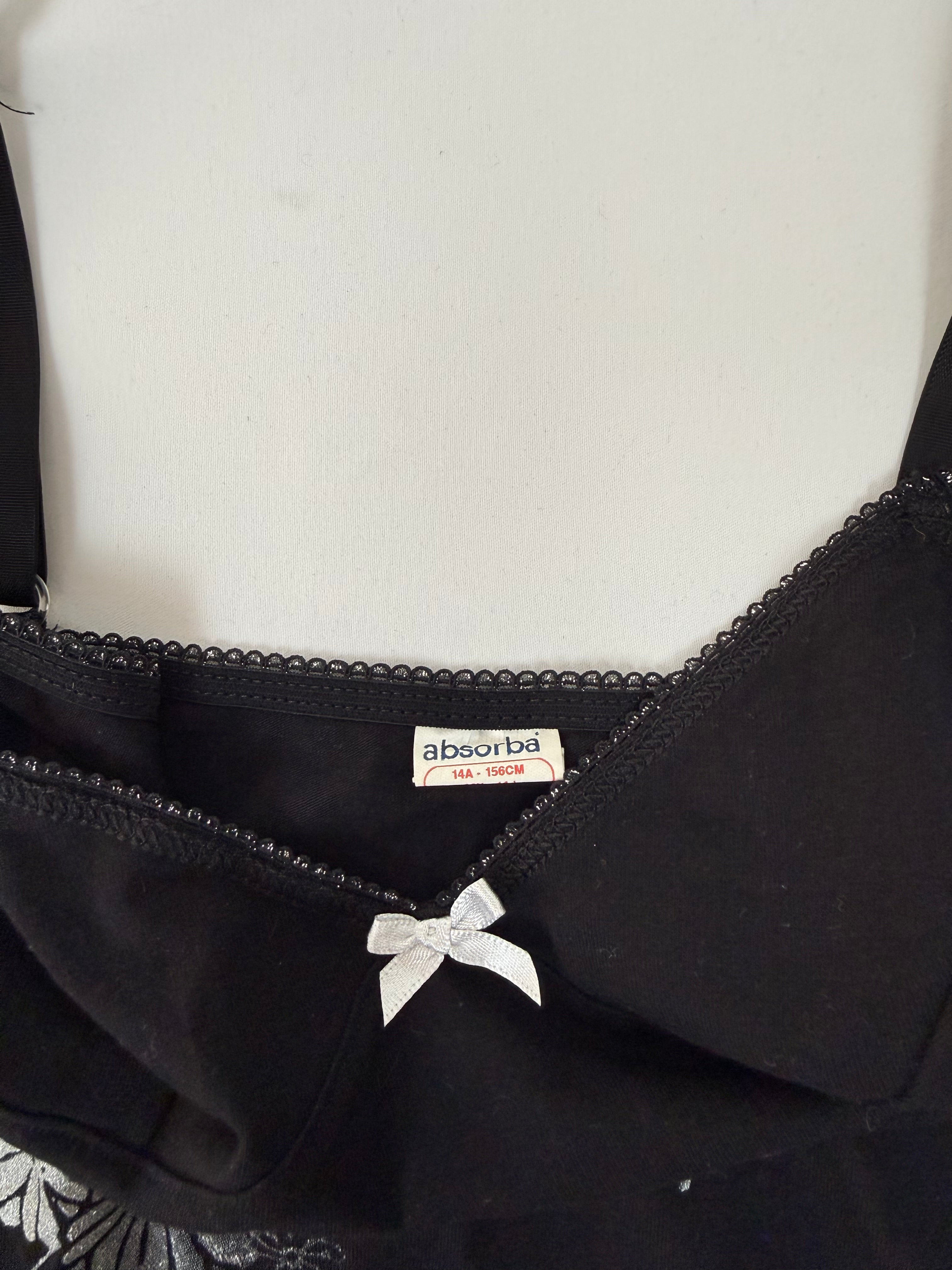 Black cotton graphic top (S)