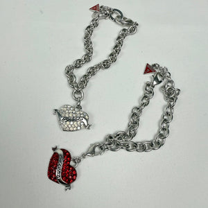 Silver rhinestones heart charms strass chain bracelet