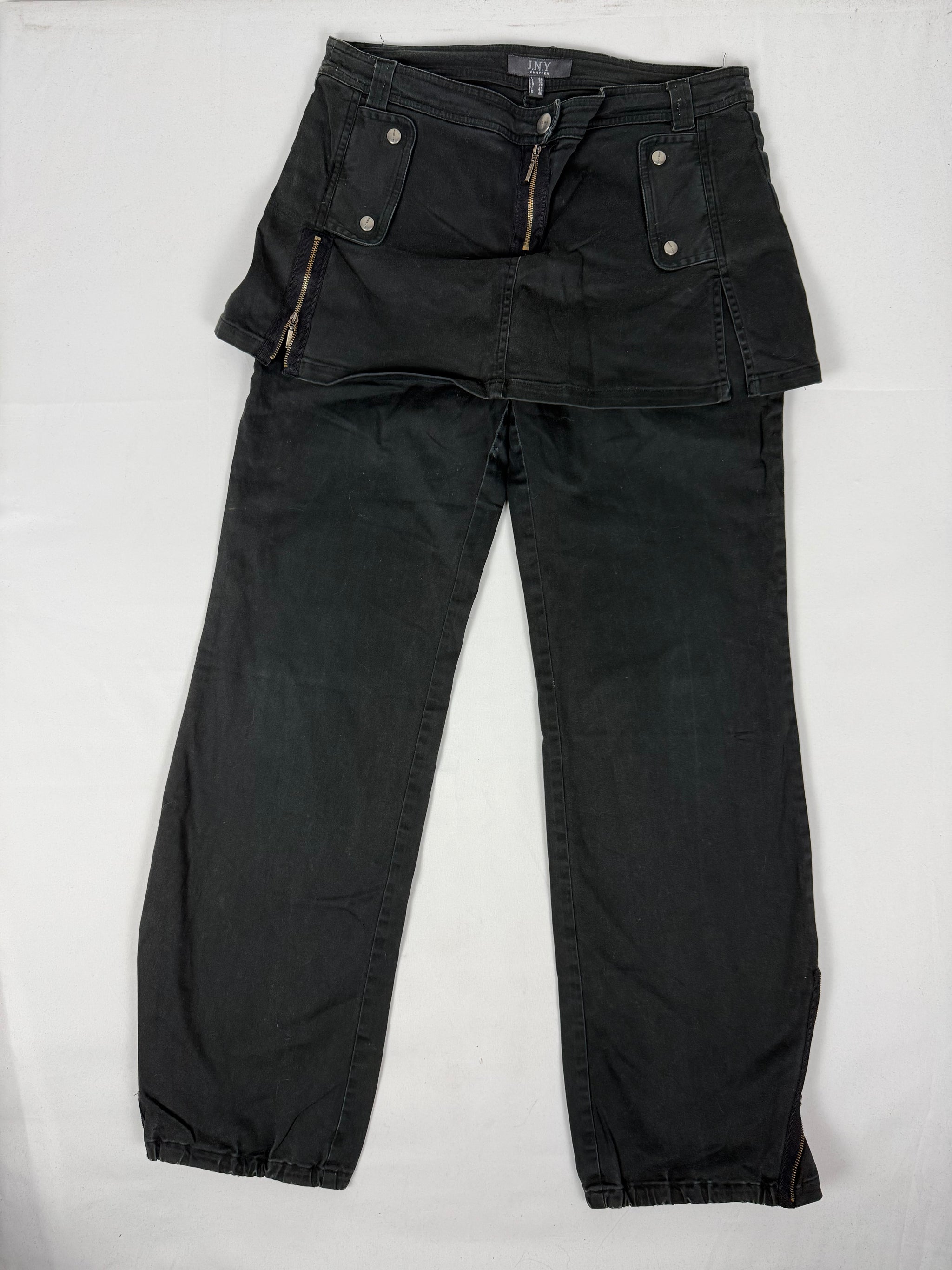 Black denim low waist baggy pants with mini skirt (M/L)