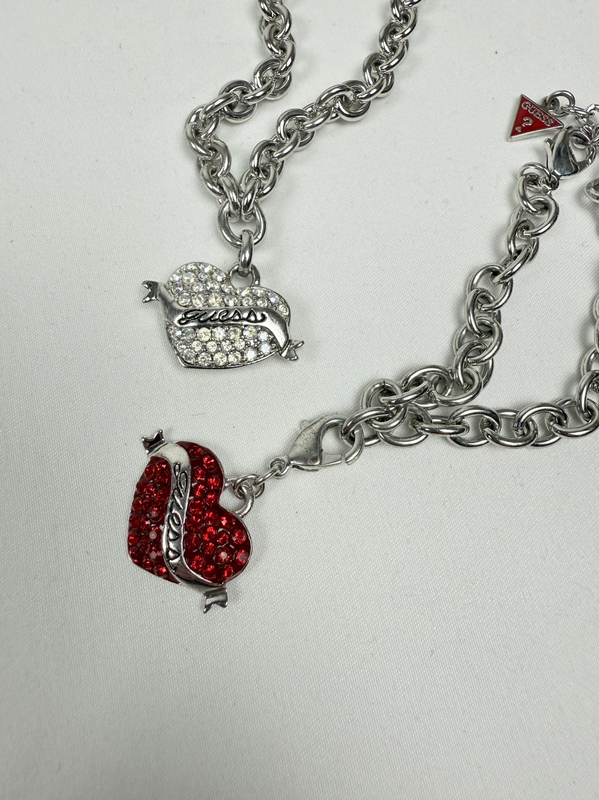 Silver rhinestones heart charms strass chain bracelet