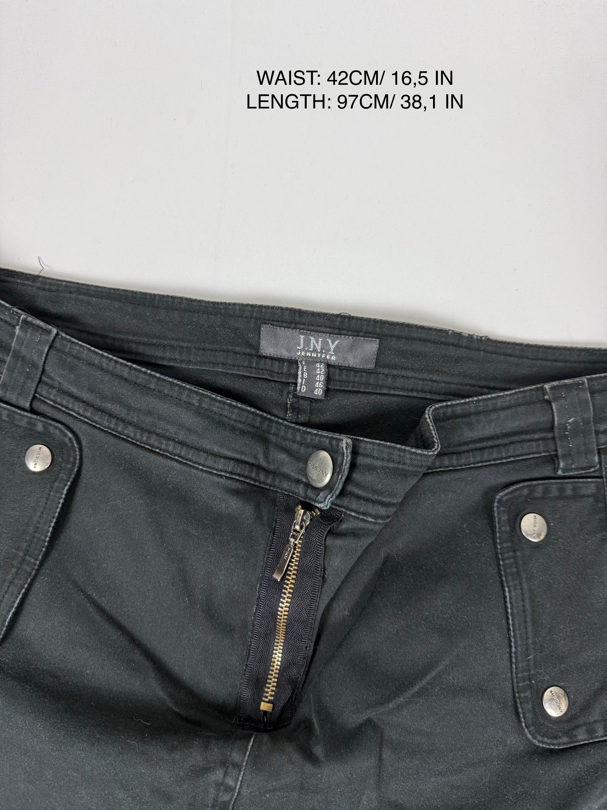 Black denim low waist baggy pants with mini skirt (M/L)