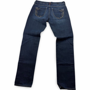 Navy blue low rise straight legs denim pants (S)
