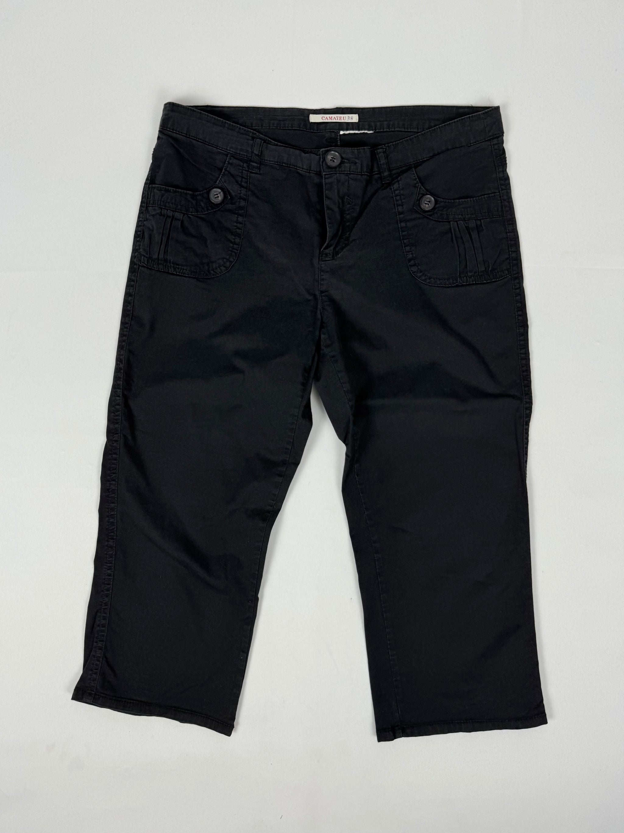 Black low rise cotton capri pants (S)