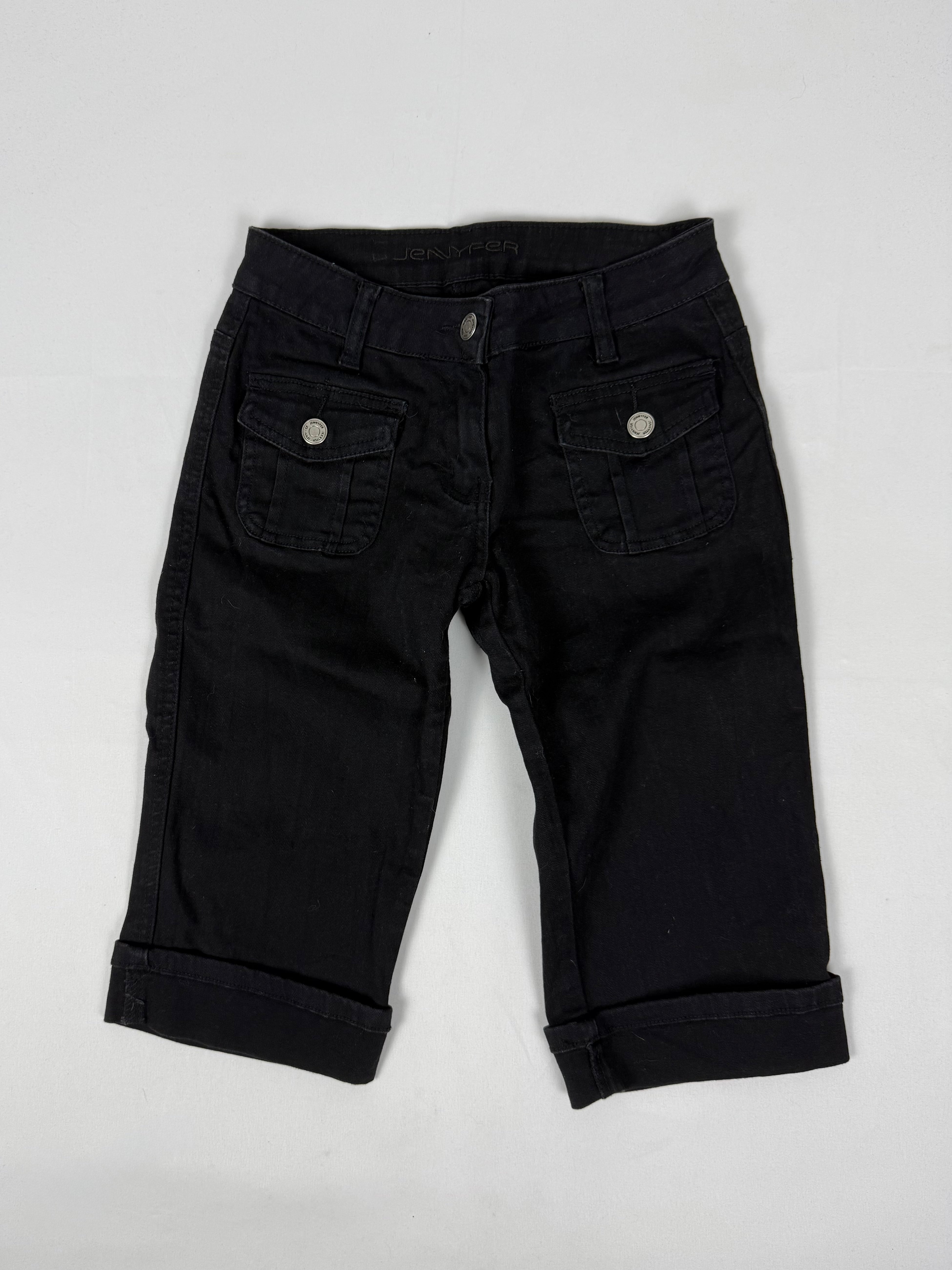 Black low rise denim capri pants (S)