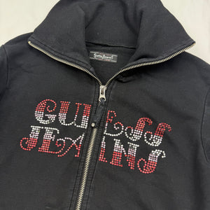 Black rhinestones logo zip up sweatshirt (S)