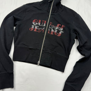 Black rhinestones logo zip up sweatshirt (S)
