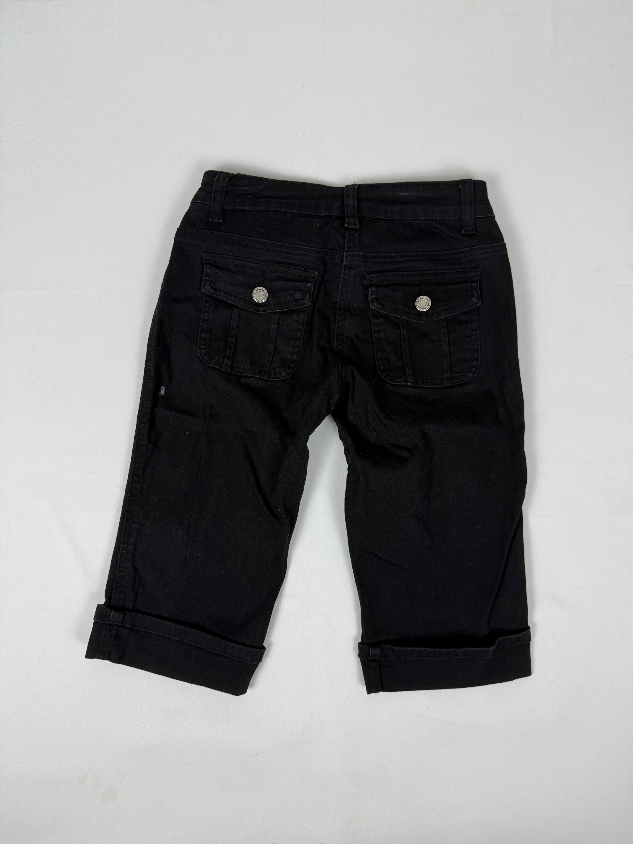 Black low rise denim capri pants (S)