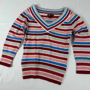 Multicolor striped tight fit V neck jumper (XS/S)