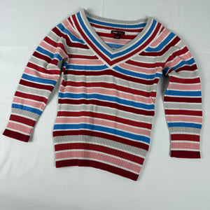 Multicolor striped tight fit V neck jumper (XS/S)