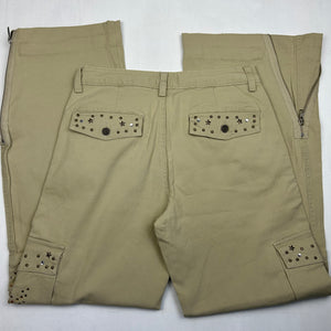 Beige low rise cargo baggy pants (S)