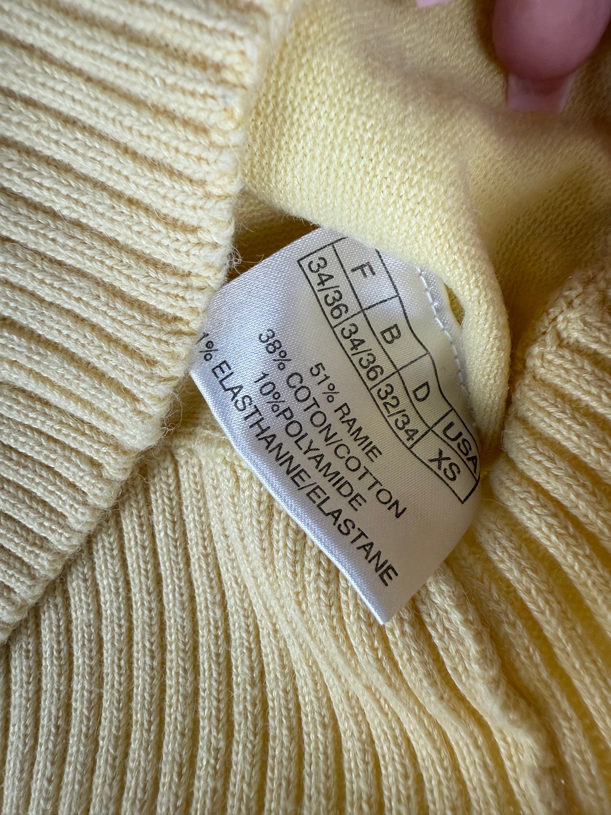 Yellow tight fit large neck jumper (XS/S)