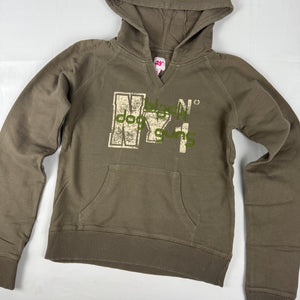 Khaki graphic 100% cotton hoodie (L)