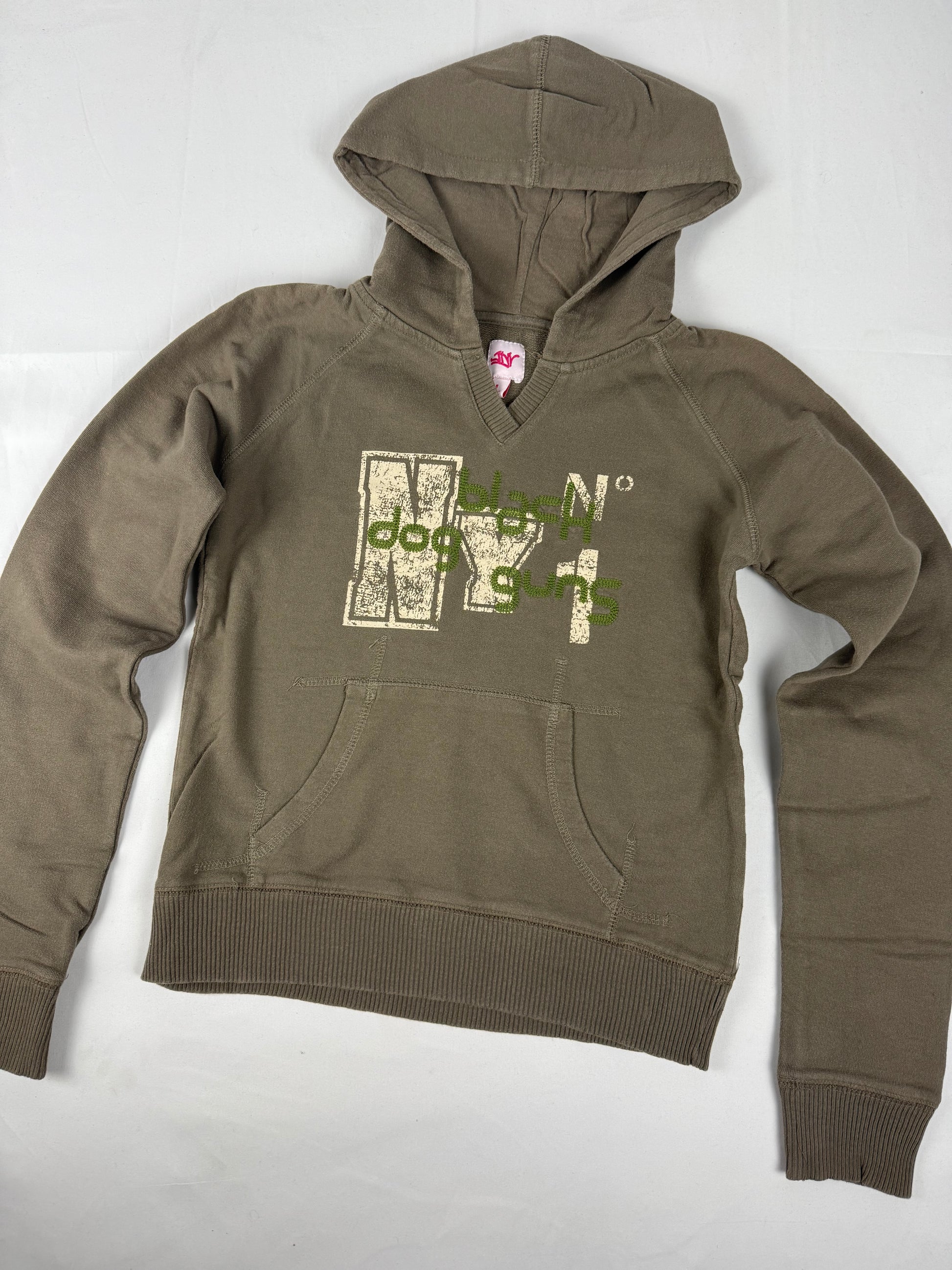 Khaki graphic 100% cotton hoodie (L)