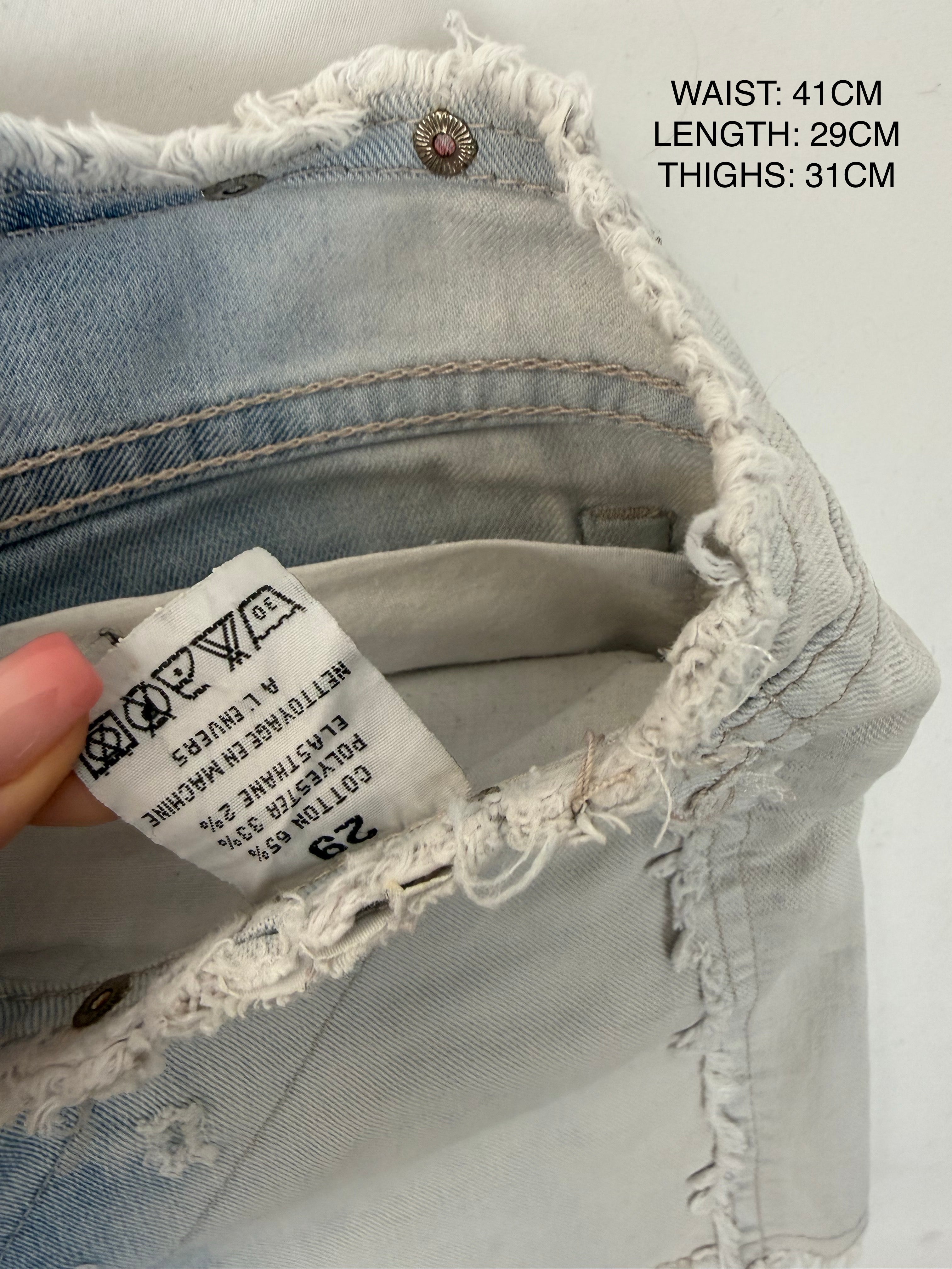 Blue denim sequins mini short (L)