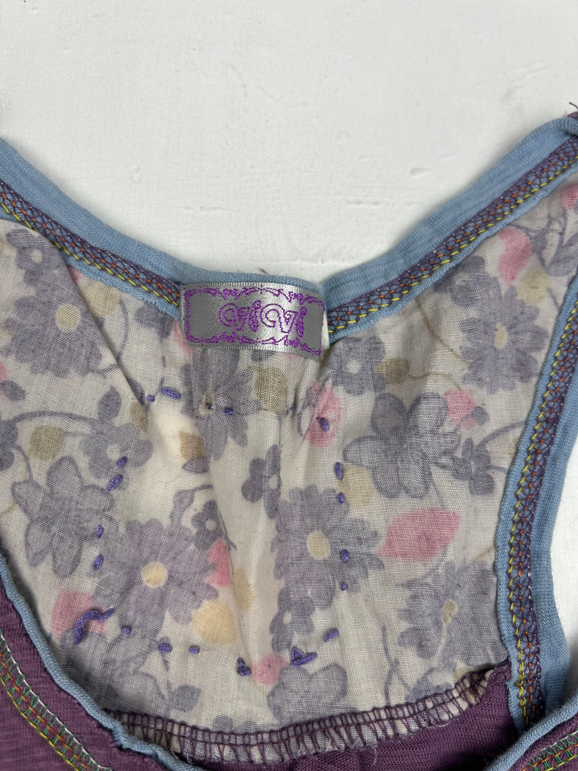 Purple cotton embroidered tank top (S/M)