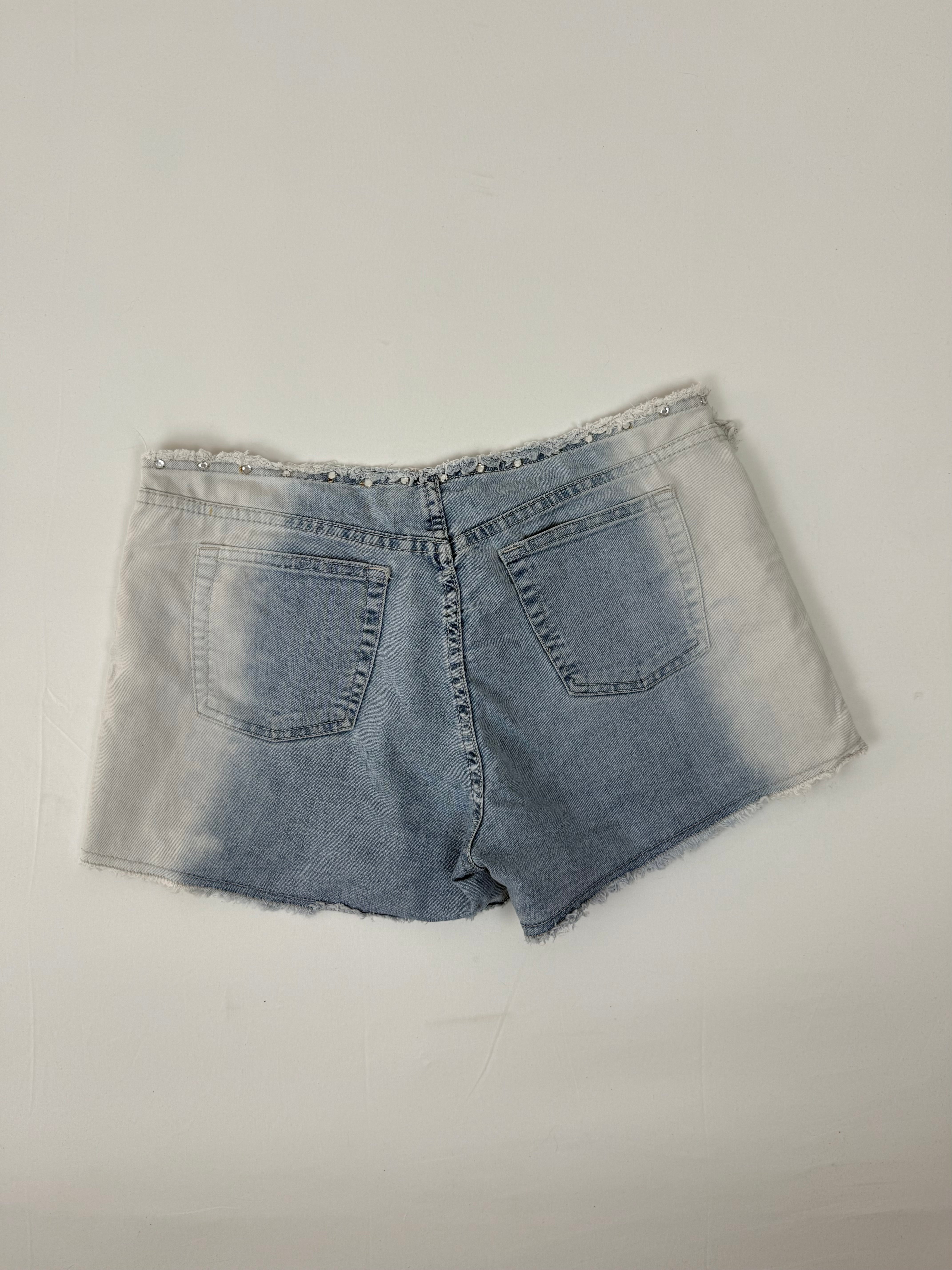 Blue denim sequins mini short (L)