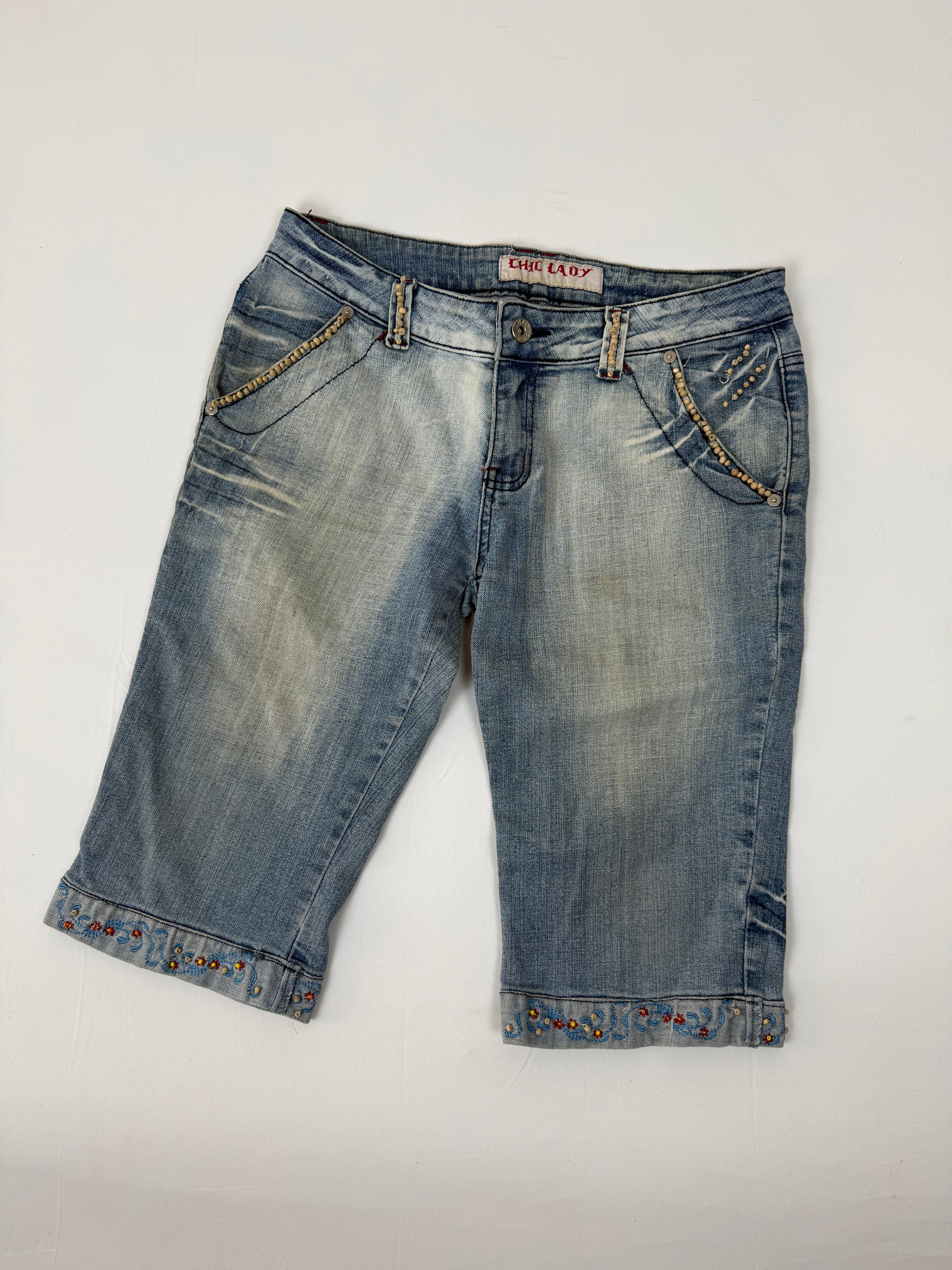 Blue denim capri pants (L)