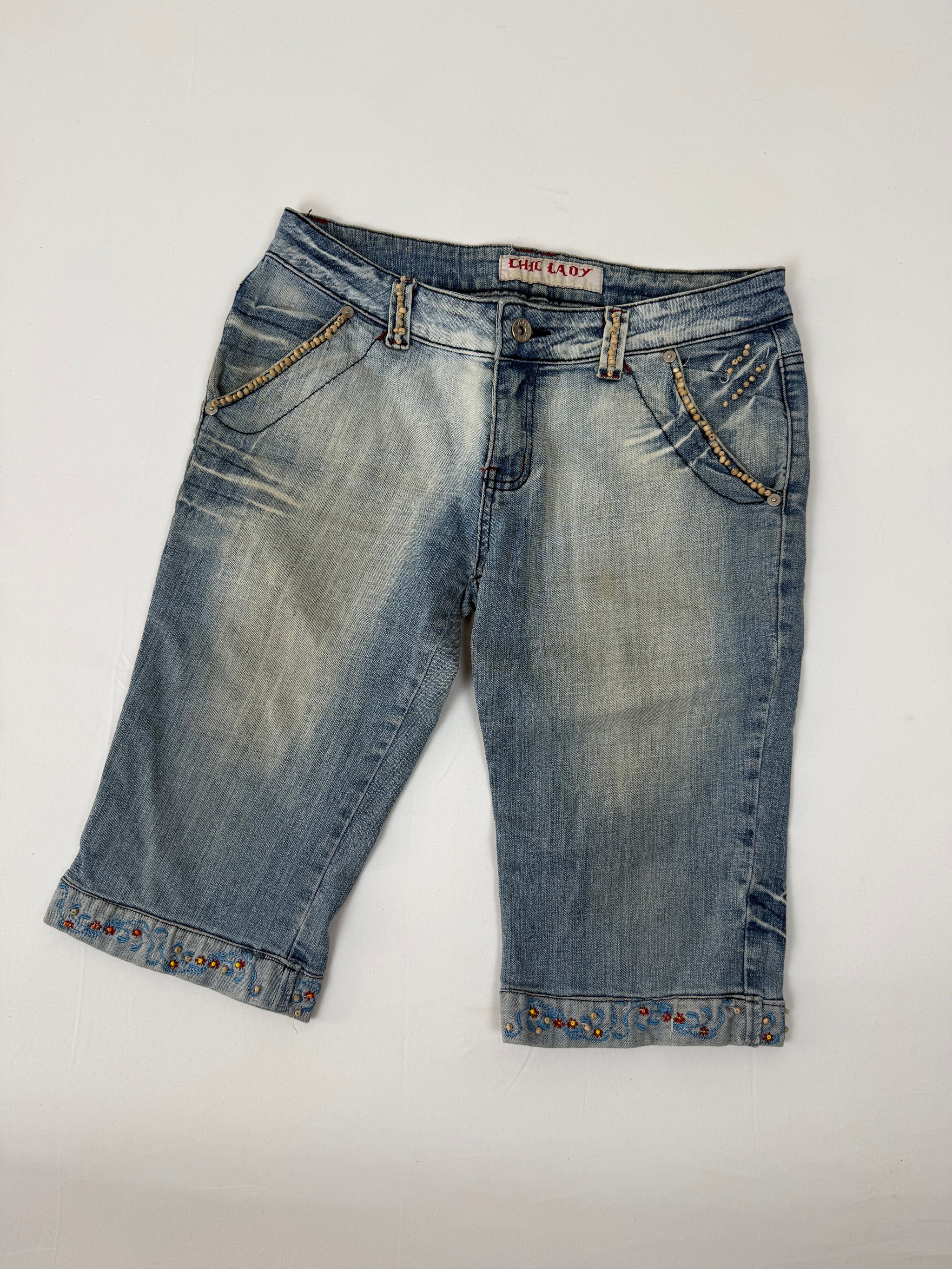 Blue denim capri pants (L)